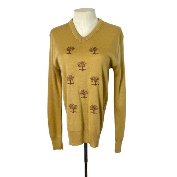 Menswear Sweater Unisex embroidered trees v neck Kings Road Shop Sears - Picture 1 of 5